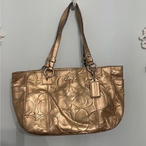 Coach Metallic Gold Signature Tote